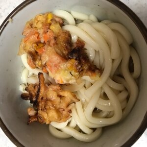 かぼちゃの天ぷらとかきあげのうどん